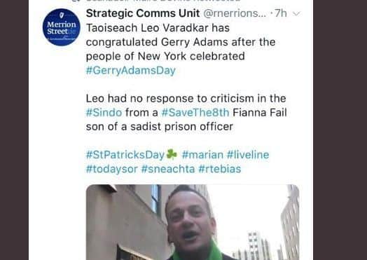 Senator Maire Devine retweeted a post that appeared to come from a fake Irish government news service site
