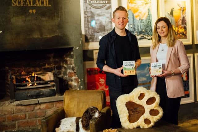 General Manager at The Dirty Onion, Tim Herron and Claire McNally marketing manager at Naturo Pet Foods launch a brand-new menu at The Dirty Onion for its furry, four legged customers created in partnership with local pet food brand, Naturo