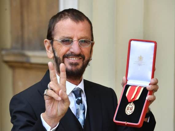 Sir Richard Starkey, also known as Ringo Starr, after he was awarded a Knighthood during an Investiture ceremony at Buckingham Palace, London.