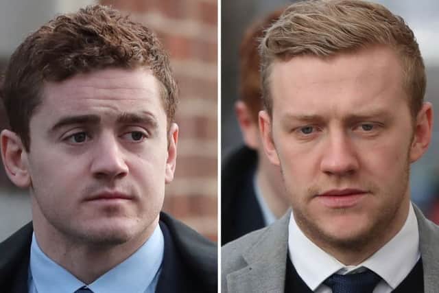 Ireland and Ulster rugby players Paddy Jackson (left) and Stuart Olding. Picture: Niall Carson/PA Wire