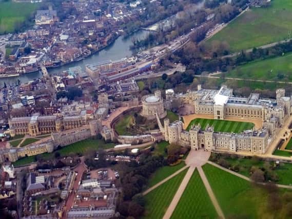 An aerial view of Windsor Castle in Berkshire which will host the wedding in May of Prince Harry and Meghan Markle
