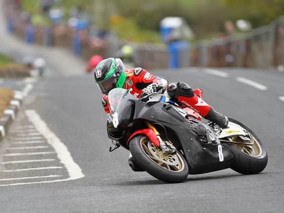 Fans' favourite Guy Martin on the Honda Racing Superstock machine at the Cookstown 100 in 2017.