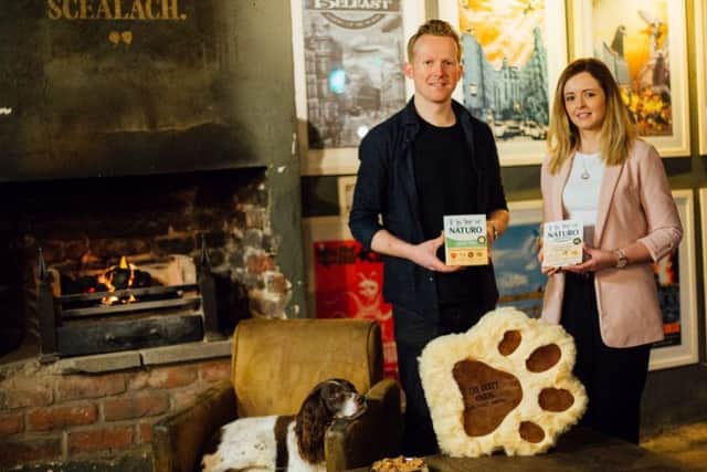 General Manager at The Dirty Onion, Tim Herron and Claire McNally marketing manager at Naturo Pet Foods launch a brand-new menu at The Dirty Onion for its furry, four legged customers created in partnership with local pet food brand, Naturo