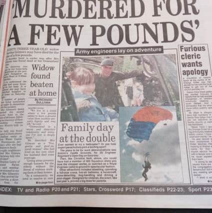 How the News Letter reported the murder of Greenisland pensioner Martha Gilmore by William McFall in 1996.