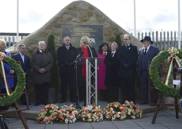 Michelle O'Neill addresses Easter commemoration in west Belfast.
Picture by Arthur Allison, Pacemaker