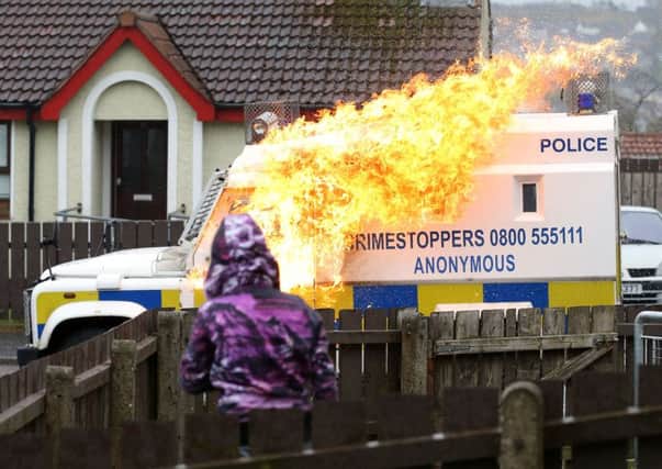 Petrol bombs were thrown at police as violence erupted in Londonderry