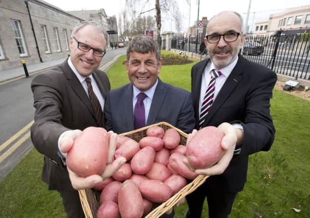 Romain Cools, President and CEO of World Potato Congress Inc., Andy Doyle TD, Minister of State at the Department of Agriculture, Food and the Marine, Dublin; Angus Wilson, Chairman Wilson's Country