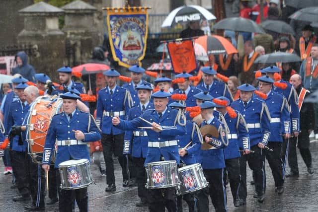 Pacemaker Press 03/04/18
The annual Junior Orange Association parade, takes place in Larne on Easter Tuesday.  Senior officers and juniors representing three Belfast Districts; Larne, and a number of other lodges from across Northern Ireland - accompanied by seven bands, participate in the parade.
Pic Pacemaker