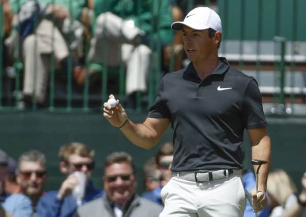 Rory McIlroy on the opening day of the Masters at Augusta. Pic by AP Photo.