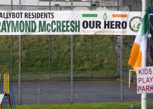 A sign at the entrance to Raymond McCresh park in Newry