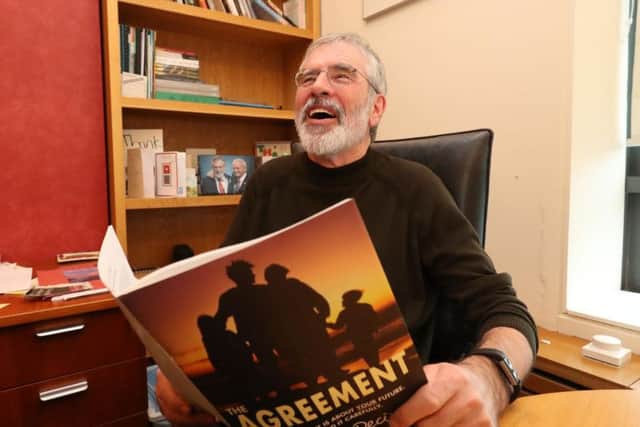 Former Sinn Fein leader Gerry Adams reflects on the Good Friday peace negotiations in his office in Leinster House, Dublin
