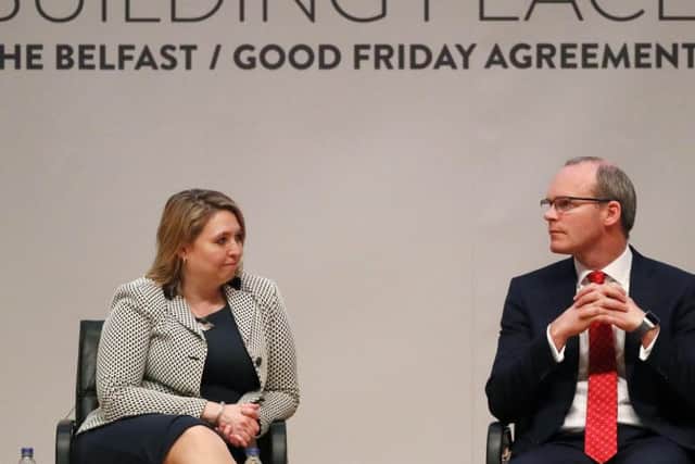 Northern Ireland Secretary Karen Bradley and Ireland's foreign minister Simon Coveney