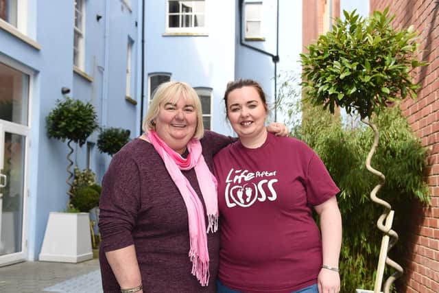 Catherine Cooke and her daughter Julie-Ann Coll (right) from Londonderry, Northern Ireland, who have received an invitation to the wedding of Prince Harry and Meghan Markle at Windsor Castle next month