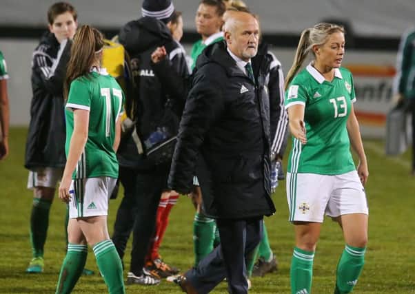 Northern Ireland Women coach Alfie Wylie pictured after his side's 3-0 loss against Norway at Shamrock Park.