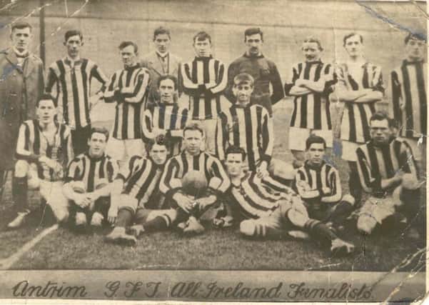 The 1912 Antrim All Ireland finalists including William Manning at the back, furthest right