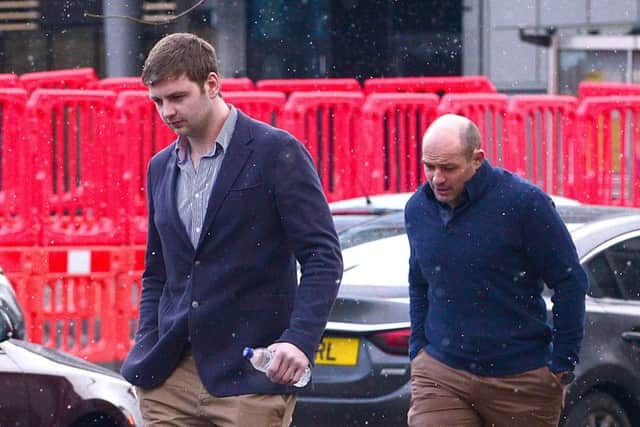 Ulster Rugby's Ian Henderson and Rory Best pictured at Laganside Magistrates court in Belfast