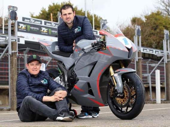 John McGuinness with Michael Dunlop at the Isle of Man TT press launch in March.
