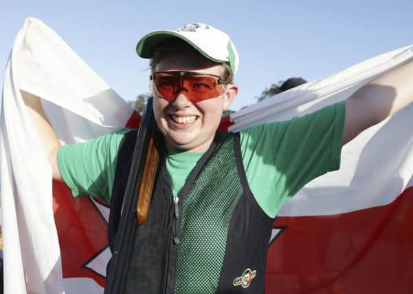 Kirsty Barr of Northern Ireland reacts after winning the silver medal