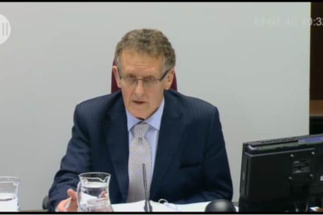 Chairman Sir Patrick Coghlin at the inquiry yesterday