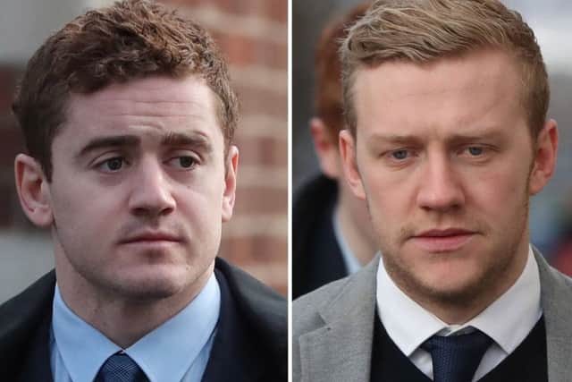 Ireland and Ulster rugby players Paddy Jackson (left) and Stuart Olding, who were acquitted of rape following a trial last month.