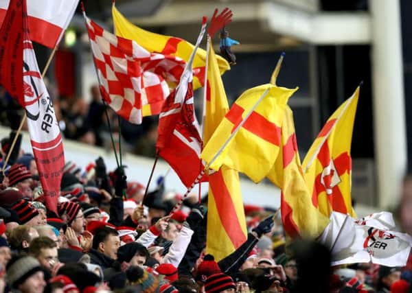 Ulster rugby supporters at Kingspan Stadium, Belfast