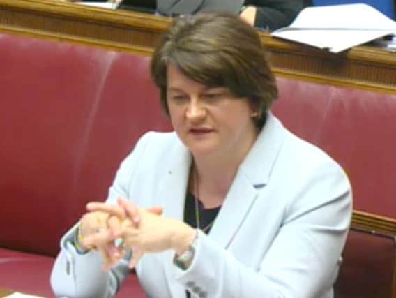 Democratic Unionist Party leader Arlene Foster giving evidence during an inquiry into Stormont's botched green energy scheme.