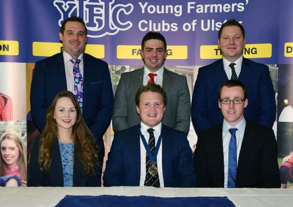 YFCU presidential team (left to right): Peter Alexander, YFCU vice president, Andrew Patton, YFCU vice president Stuart Mills, YFCU vice president, Zita Blair, YFCU deputy president, James Speers, YFCU president and William Beattie, YFCU vice president, pictured at the 2018 YFCU AGM and conference held at the Armagh City Hotel