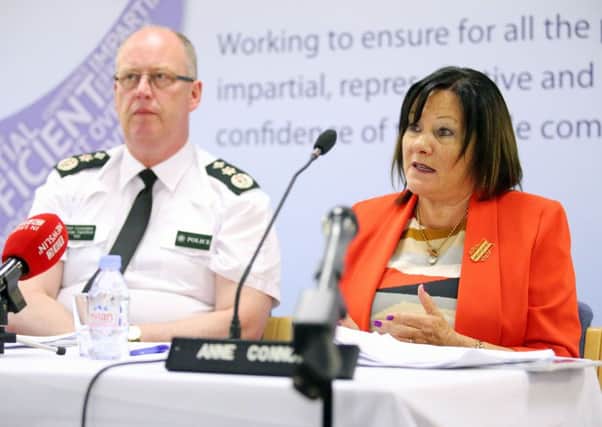 May 2017: Chief Constable George Hamilton and Anne Connolly, chairwoman of the Policing Board, pictured together at a lunchtime seminar to discuss policing matters