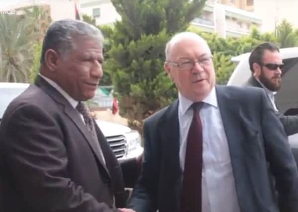 UK Middle East minister Alistair Burt (right) during his visit to Libya last week