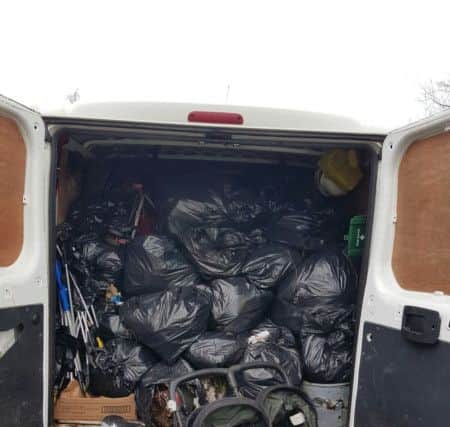 Bags of rubbish and other items recovered by volunteers.