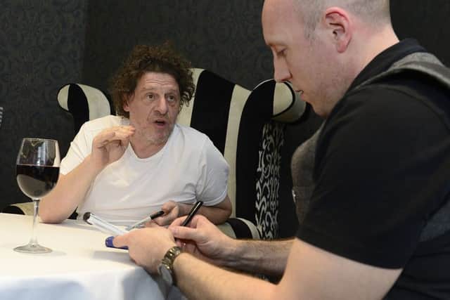 Marco Pierre White had an animated chat with News Letter journalist Graeme Cousins. Picture by Arthur Allison
