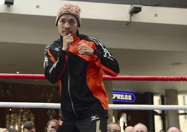 Nonito Donaire pictured in the ring during his public work-out. 
Pic by Arthur Allison.