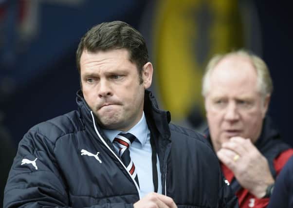 Rangers manager Graeme Murty and his assistant Jimmy Nicholl (right) during the William Hill Scottish Cup semi final match against Celtic at Hampden Park.