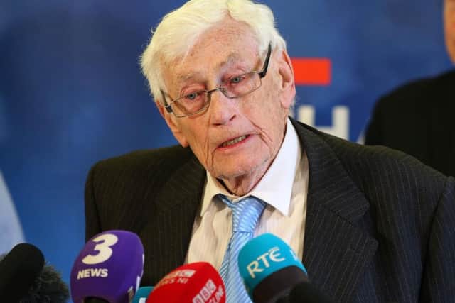 Seamus Mallon, former deputy leader of the SDLP, on the 20th  anniversary of the 1998 Belfast Agreement. He spoke movingly about the destruction caused by violence on all sides, including the IRA murder of farmers, and was dismissive of the notion that such victims were part of the British 'war machine'.
Picture Pacemaker