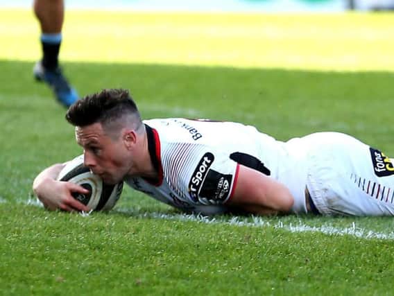 John Cooney crosses to score a try for Ulster against Glasgow