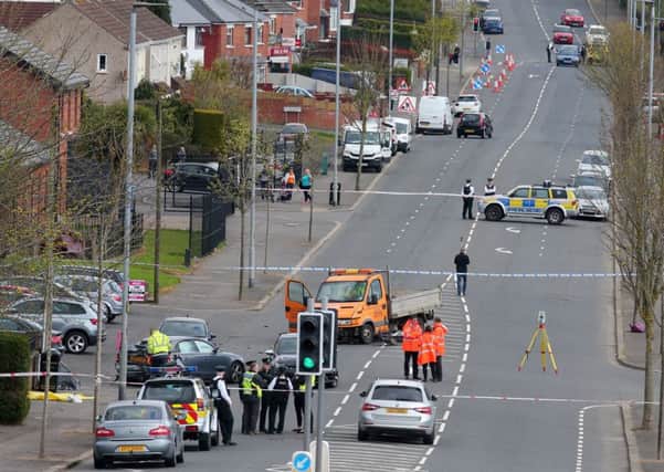 The scene on the Ballysillan Road in north Belfast where a fatal road smash took place on Thursday lunchtime. 


Picture by Jonathan Porter/PressEye