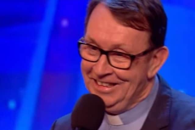 Screen shot of Father Ray Kelly on Britain's Got Talent