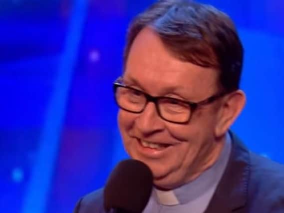 Screen shot of Father Ray Kelly on Britain's Got Talent