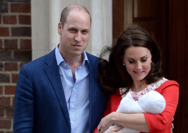The Duke and Duchess of Cambridge and their newborn son outside the Lindo Wing at St Mary's Hospital in London.