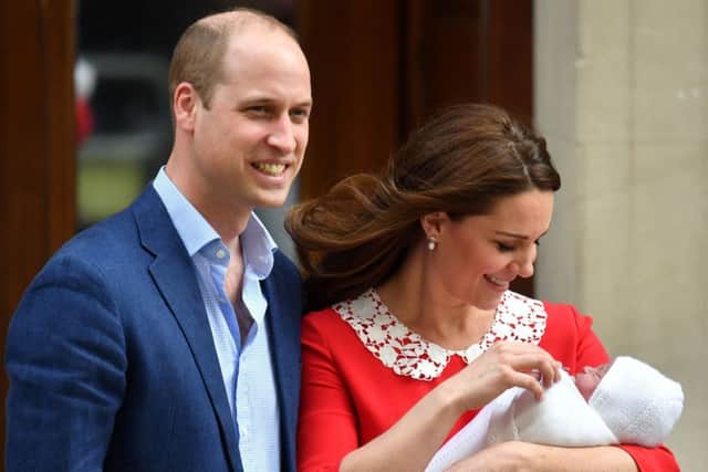 The Duke and Duchess of Cambridge and their newborn son outside the Lindo Wing at St Mary's Hospital in London.