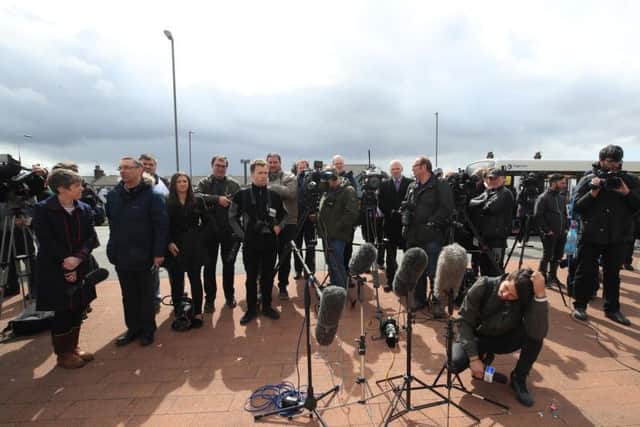 Journalists wait outside Liverpool's Alder Hey Children's Hospital where Alfie Evans, the 23-month-old who has been at the centre of a life-support treatment fight, is a patient.