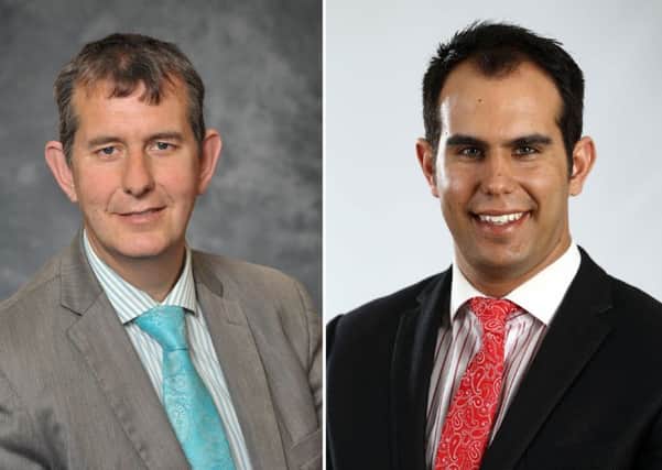 Edwin Poots MLA (left) and his son, Councillor Luke Poots.