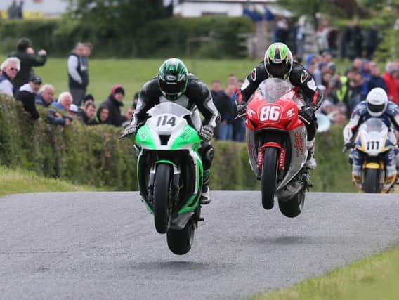 Alan Kenny leads Derek McGee and Brian McCormack at the Kells Road Races in 2015.