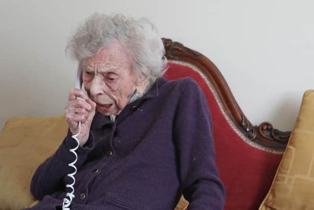 Conservative Party candidate Florence Kirkby, 96, at her home in Newcastle upon Tyne. Mrs Kirkby is one of the oldest candidates in the upcoming local elections.