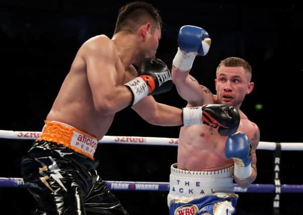 Carl Frampton on the attack against Nonito Donaire in his last fight at the SSE Arena in Belfast