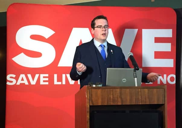 John McGuirk during a Save the 8th Press conference in Dublin, where he accused the Health Minister of "untruths" in a row over billboards. PRESS ASSOCIATION Photo.
