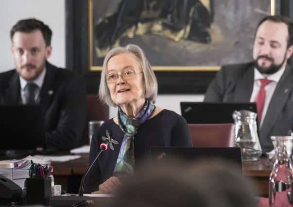 The president of the Supreme Court, Lady Hale, speaks as the the Supreme Court of the United Kingdom sits in Belfast