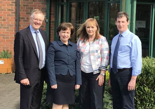 DUP MLA Michelle McIlveen and Diane Dodds MEP with UFU president Ivor Ferguson and cheif executive Wesley Aston