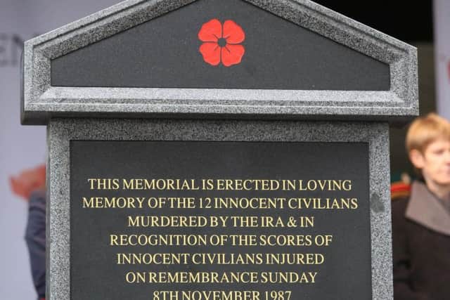 The memorial for the victims of the 1987 Enniskillen Poppy Day bomb.