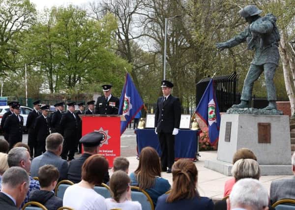 Commemorating Firefighters Memorial Day at NIFRS headquarters in Lisburn with a ceremony in memory of fallen colleagues.